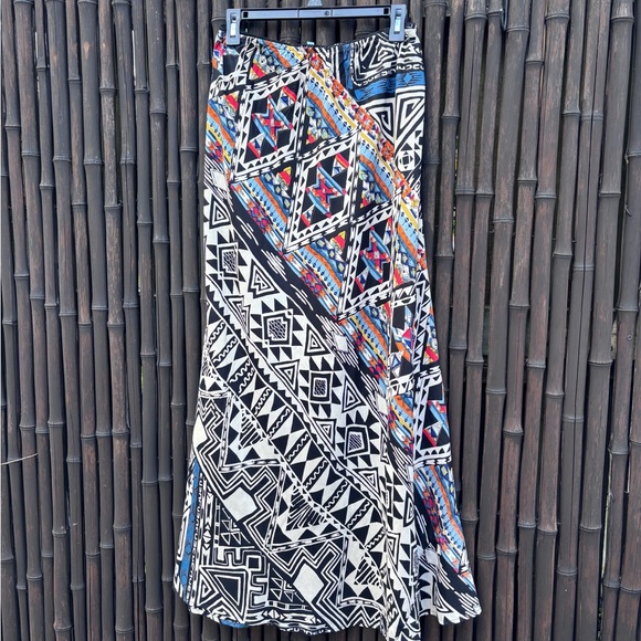 Nostalgia cotton maxi skirt. Multi color print. Size L - Picture 1 of 7